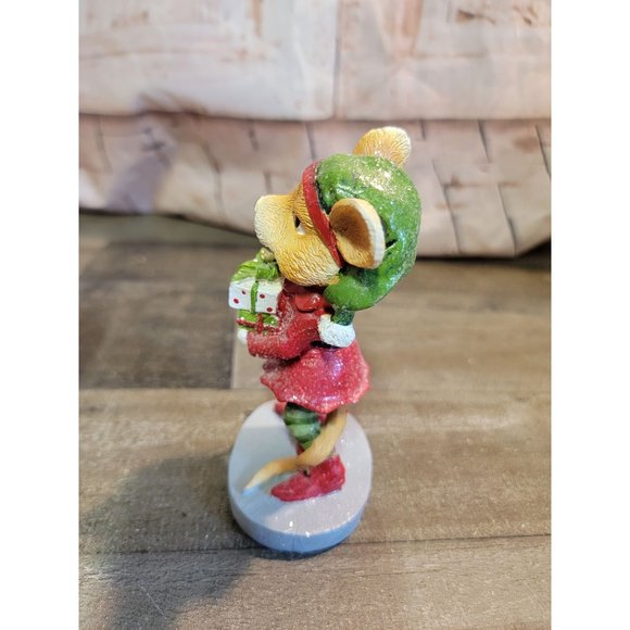 Mouse mice glitter gift present xmas decor figure - Picture 2 of 5